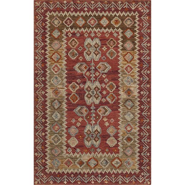 Momeni 27138 Tangier Indian Hand Tufted Rug- Red - 3 ft. 6 in. x 5 ft. 6 in. TANGITAN-1RED3656